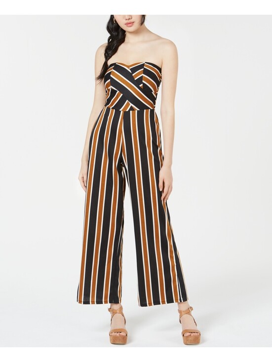 Planet Gold Pants - Planet Gold Juniors Striped Sweetheart Jumpsuit Size L